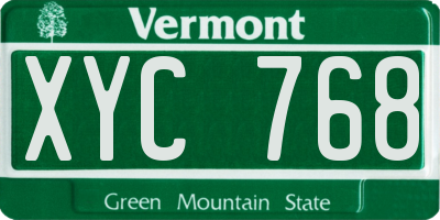 VT license plate XYC768