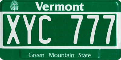 VT license plate XYC777