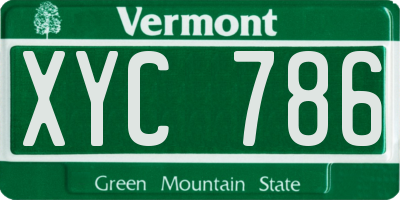 VT license plate XYC786