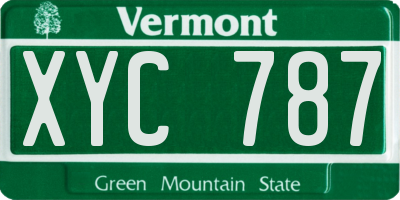 VT license plate XYC787