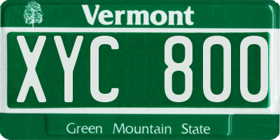 VT license plate XYC800