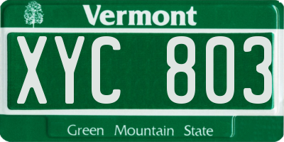 VT license plate XYC803