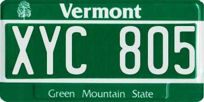 VT license plate XYC805
