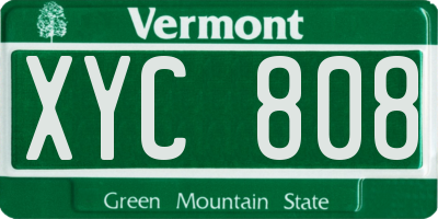 VT license plate XYC808