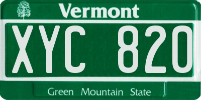 VT license plate XYC820
