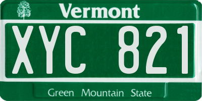 VT license plate XYC821