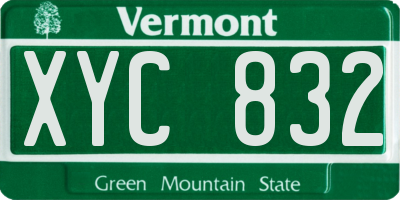 VT license plate XYC832