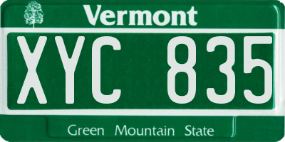 VT license plate XYC835