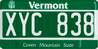 VT license plate XYC838