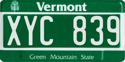 VT license plate XYC839