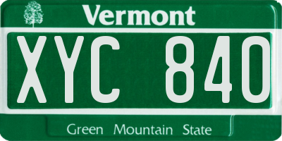 VT license plate XYC840