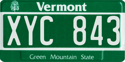 VT license plate XYC843