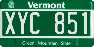VT license plate XYC851
