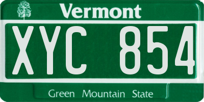 VT license plate XYC854