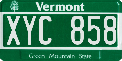 VT license plate XYC858