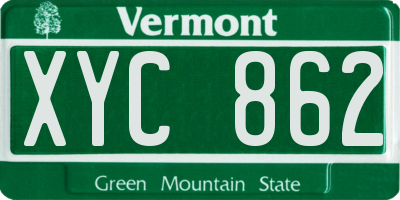 VT license plate XYC862