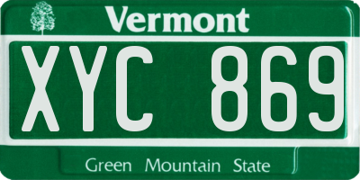 VT license plate XYC869