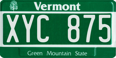 VT license plate XYC875