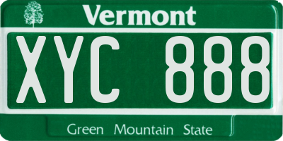 VT license plate XYC888