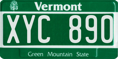 VT license plate XYC890