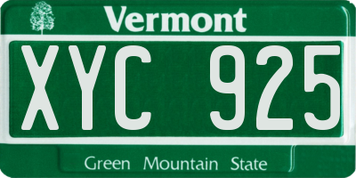 VT license plate XYC925