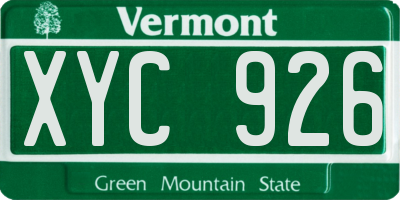 VT license plate XYC926