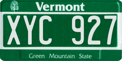 VT license plate XYC927