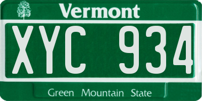 VT license plate XYC934
