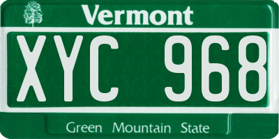 VT license plate XYC968