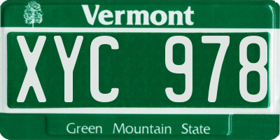 VT license plate XYC978
