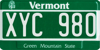VT license plate XYC980