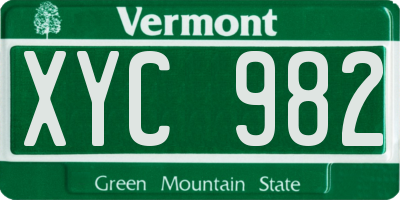 VT license plate XYC982