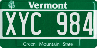 VT license plate XYC984