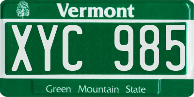 VT license plate XYC985