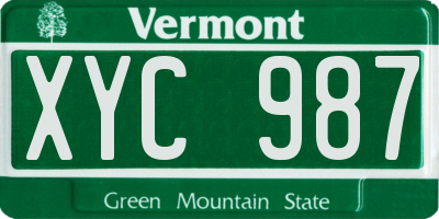 VT license plate XYC987