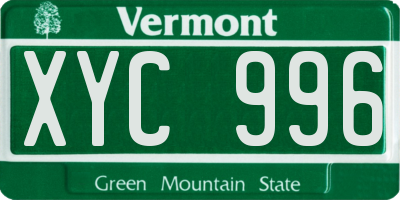 VT license plate XYC996