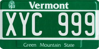 VT license plate XYC999