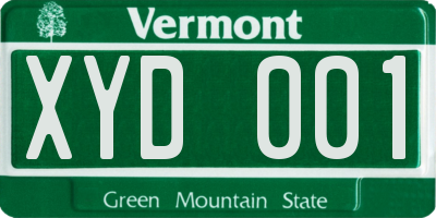 VT license plate XYD001