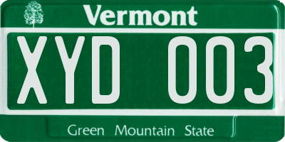 VT license plate XYD003