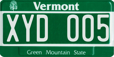VT license plate XYD005