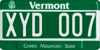 VT license plate XYD007