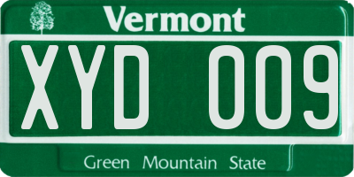 VT license plate XYD009