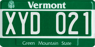 VT license plate XYD021