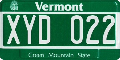 VT license plate XYD022