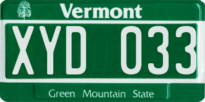 VT license plate XYD033
