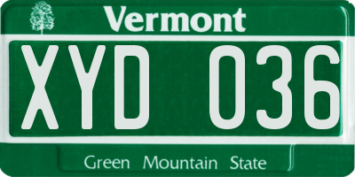 VT license plate XYD036