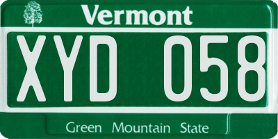 VT license plate XYD058