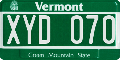 VT license plate XYD070