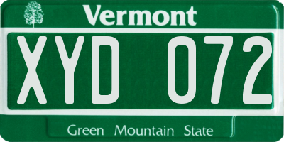 VT license plate XYD072