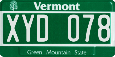 VT license plate XYD078
